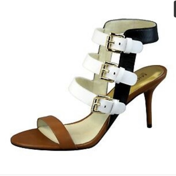 Michael Kors Shoes - Michael KORS Beverly black multi buckle sexy gold logo sandals. Sz.7 leather